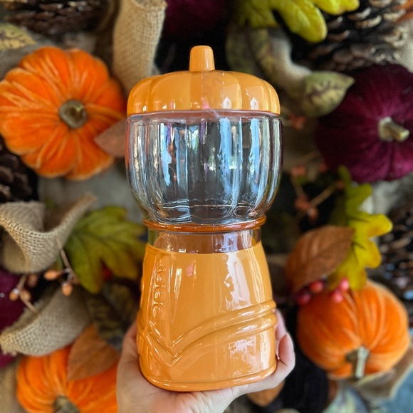 ✨NEW🎃Target Bullseye Playground Orange Pumpkin Glass Gumball Machine Jar🍭 - Picture 12 of 15